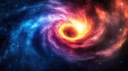 Swirling Galactic Nebula with Vibrant Colors and Stellar Light.