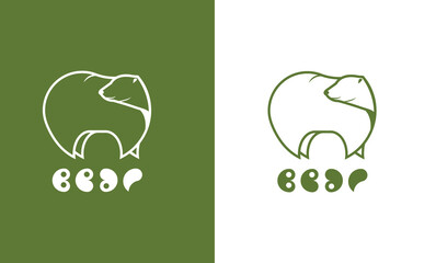 Minimalist Line Drawing of Bear Standing on Hind Legs, Simplified Silhouette, Elegant and Tranquil Nature-Inspired Design