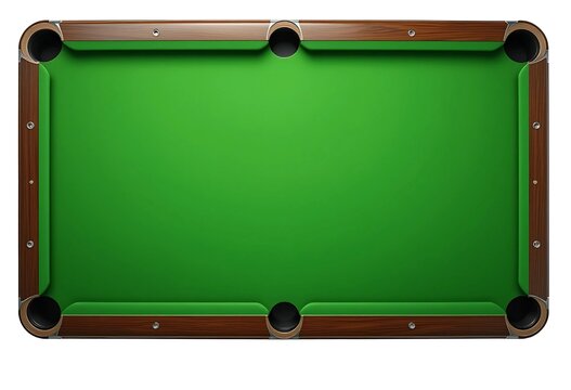 A Empty billiard table top view isolated on transparent background