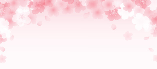 Spring Japanese Cherry blossom flower background vector. Sakura floral Wallpaper design of elegant cherry blossom flower, branch. Illustration for banner, wall decoration, backdrop, ads.
