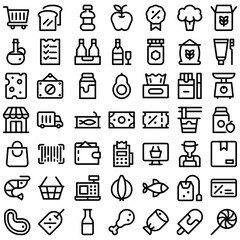 Grocery Supermartket Market Shopping Icon Set. Perfect for user interface, new application
