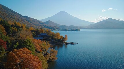 Naklejka premium Autumn Lake, Mountain View