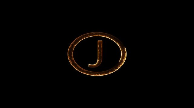 English uppercase alphabet design  J  . All capital alphabets neon animation.  Educational concept with neon letter. Latter motion in black background, Animated neon alphabet, 4k video
