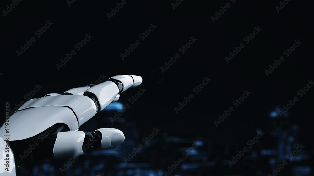 Poster futuristic robot artificial intelligence enlightening ai technology development and machine learning