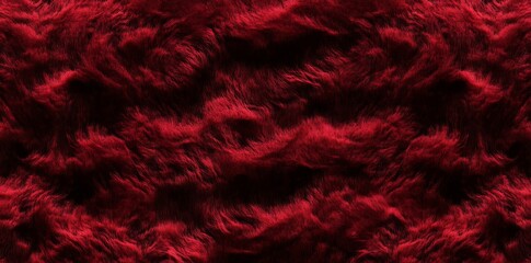 Vibrant Close-Up of Soft and Fluffy Red Fur Texture with Rough and Uneven Detail, Top-Down Perspective