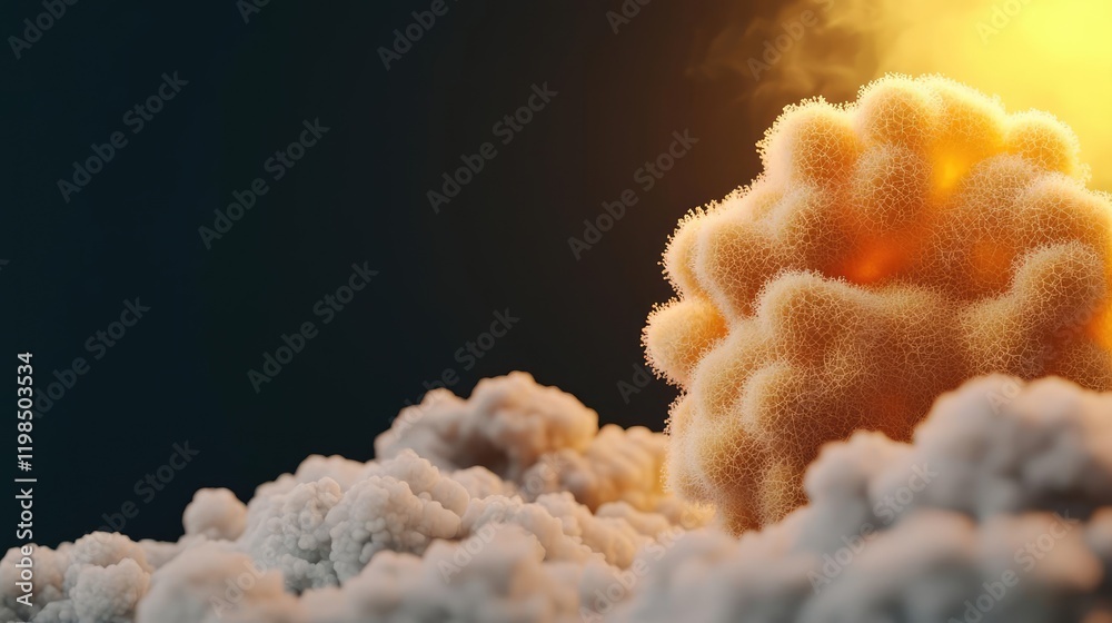 Aufkleber Dust pollution idea. Abstract representation of a coral-like structure with a glowing background.