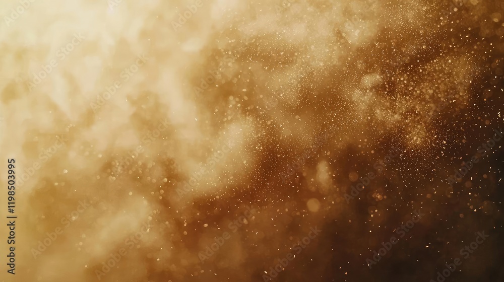 Poster Dust pollution idea. Abstract golden texture with soft lighting creating a dreamy atmosphere.