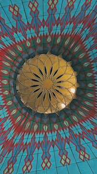 Close up mosque dome with rotating camera movement in portrait