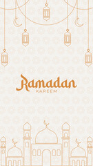 Naklejka premium Islamic calligraphy of ramadan kareem greeting background vector illustration
