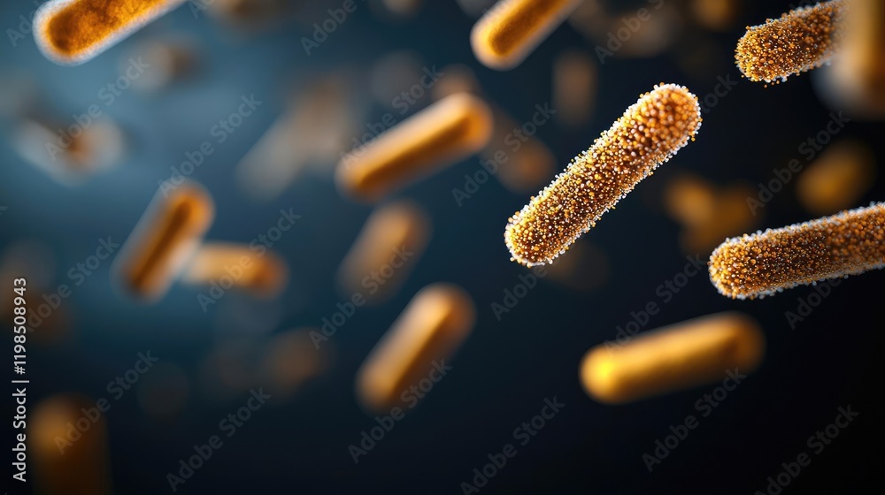 Poster dust pollution concept. close-up view of microscopic bacteria in vibrant colors, illustrating microb