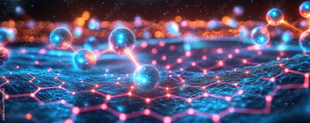Poster dust pollution idea. close-up view of molecular structures with vibrant colors and intricate details
