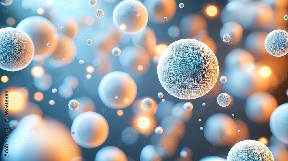 Aufkleber Dust pollution concept. Abstract visualization of microscopic cells in vibrant colors and soft lighting.