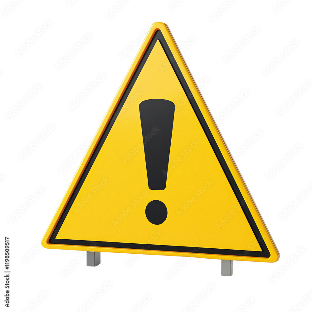 Poster a yellow triangular warning sign with a black exclamation mark symbolizes caution and potential dang