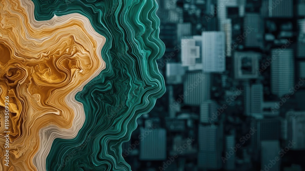Poster Dust pollution concept. An abstract design combining flowing shapes and colors for creative projects.