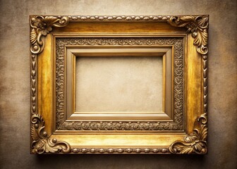 Antique Gold Frame Mockup: Empty Picture Space for Design Presentation