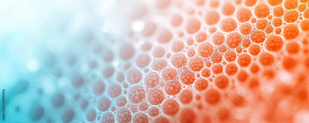 Poster Dust pollution concept. Abstract macro shot of bubbles in vibrant colors showcasing texture and depth.