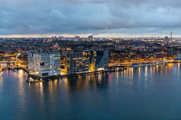 Night Cityscape in Amsterdam, Netherlands