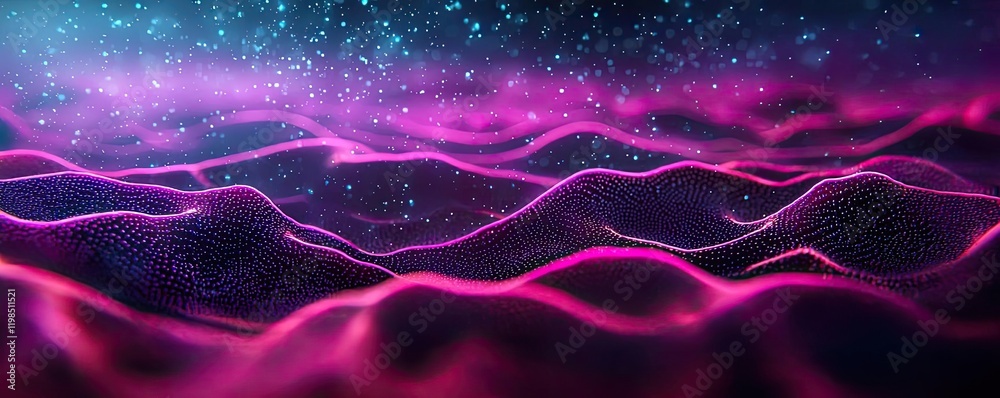 Poster dust pollution concept. abstract digital waves in vibrant pink and blue hues create a mesmerizing vi
