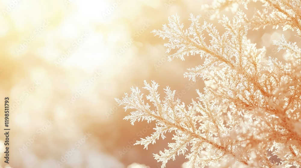 Poster dust pollution idea. delicate frost-covered branches glisten in the warm sunlight, creating a winter