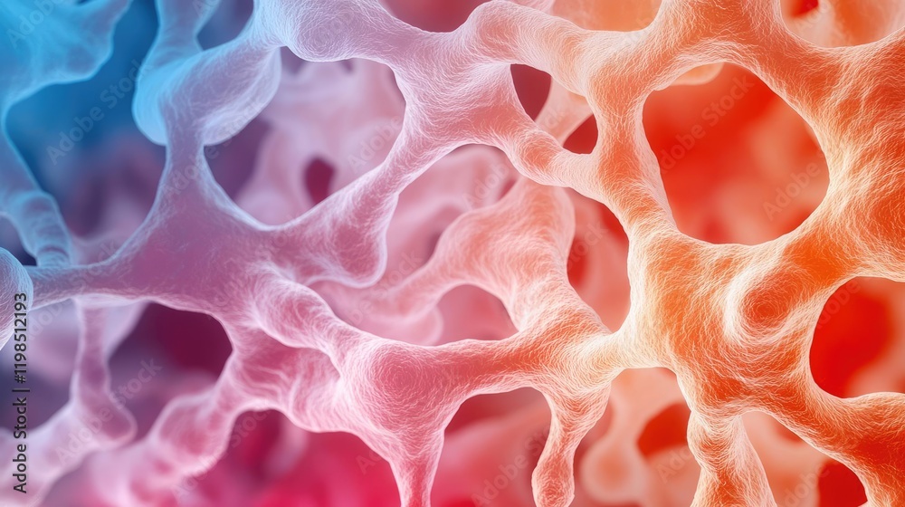 Poster Dust pollution idea. Colorful abstract representation of cellular structures in a vibrant, dynamic design.