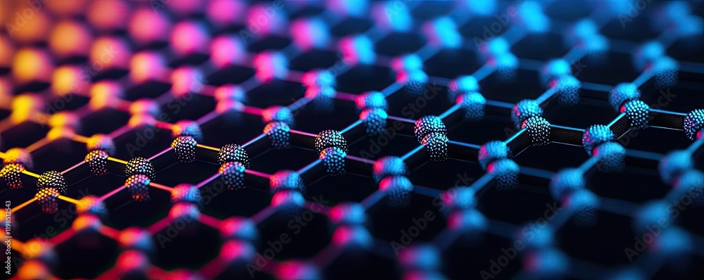 Aufkleber Dust pollution concept. Close-up view of colorful hexagonal patterns representing innovative technology.