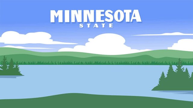 view in minnesota state with beautiful lake and sky