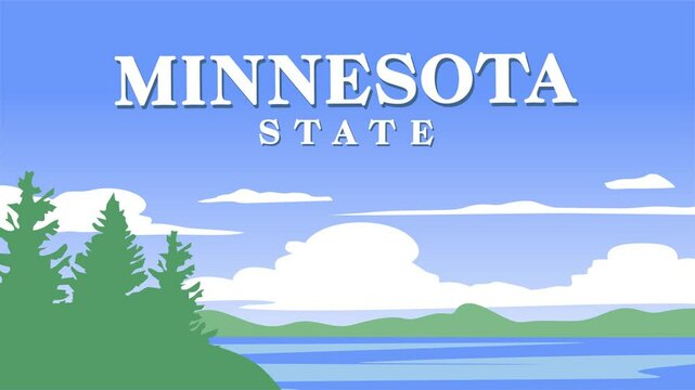 view in minnesota state with beautiful lake and sky