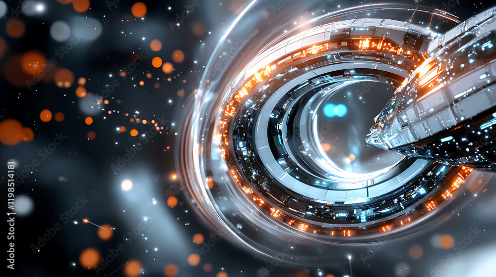Poster dynamic futuristic spiral motion digital space abstract animation high-tech view visual concepts for