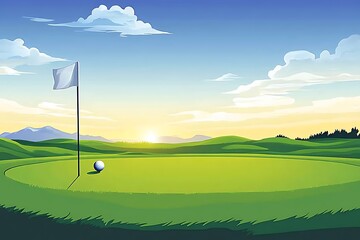 Sunrise Golf Putting Green: Serene Mountain View