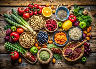 Balanced Diet: Organic Food Background for Healthy Nutrition