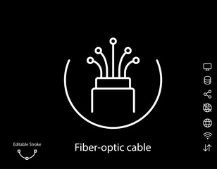 Fiber optic cable icon. Outline vector icon.