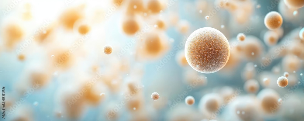 Poster dust pollution idea. abstract representation of cells and molecules in a vivid, colorful environment