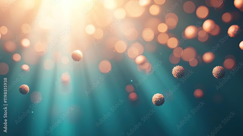 Poster dust pollution idea. dramatic light beams and particles create a mesmerizing underwater scene.