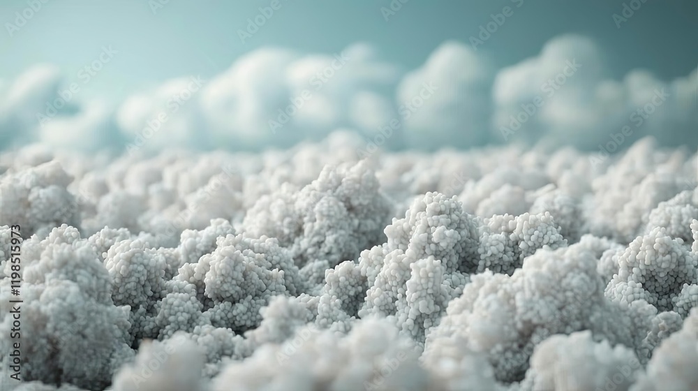 Aufkleber Dust pollution idea. Close-up view of fluffy clouds creating a serene and tranquil atmosphere.
