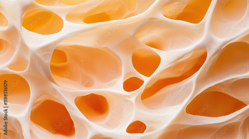 Poster dust pollution concept. abstract close-up of porous coral-like structure in soft orange and white hu