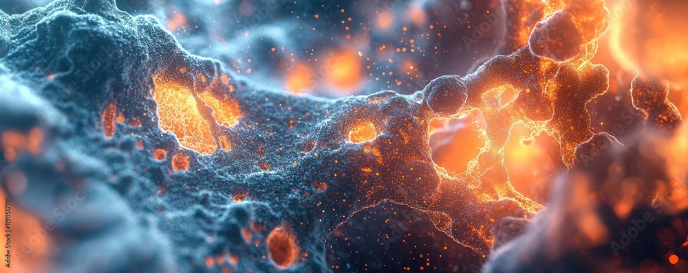 Aufkleber Dust pollution idea. Abstract representation of vibrant particles within a digital environment.