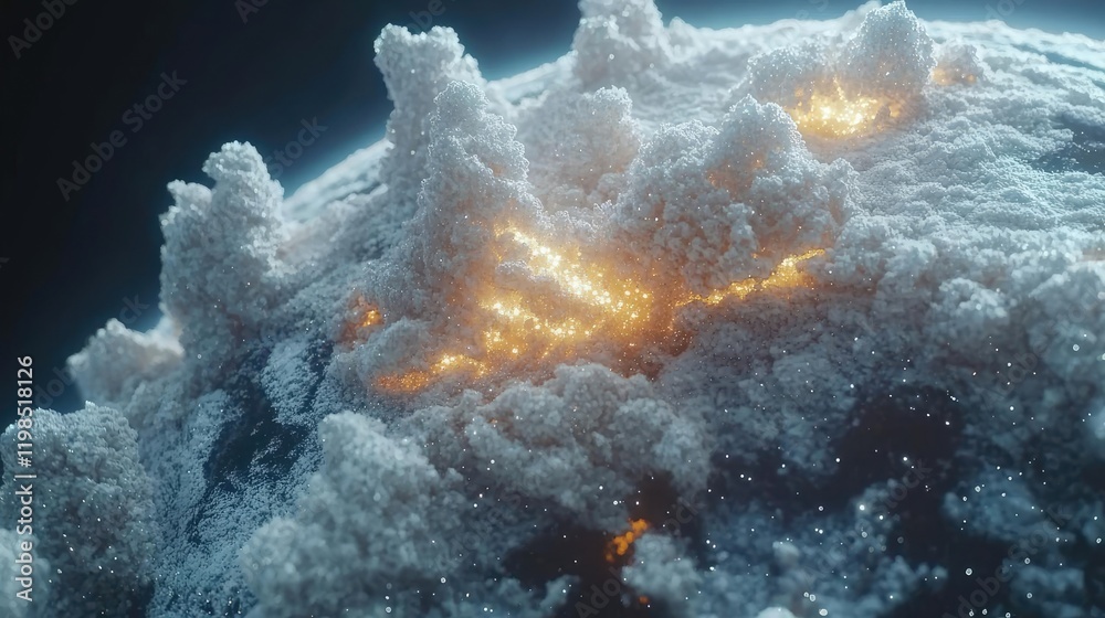Poster dust pollution idea. a stunning view of a vibrant, fiery explosion amidst swirling clouds.