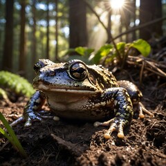 Australia's Unique Giant Burrowing Frog Poking Out of a Forest Burrow