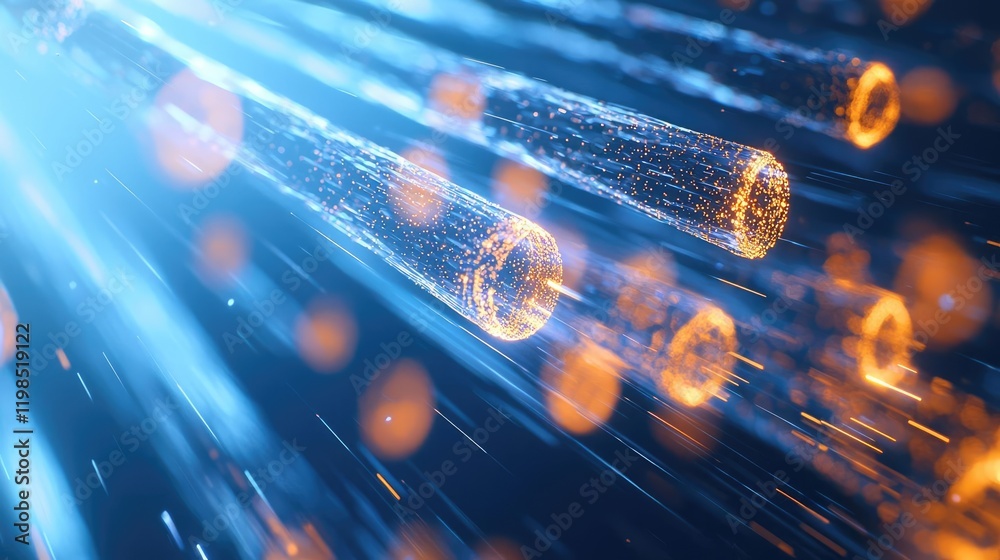 Aufkleber Dust pollution idea. Dynamic light rays and particles creating an abstract futuristic technology background.