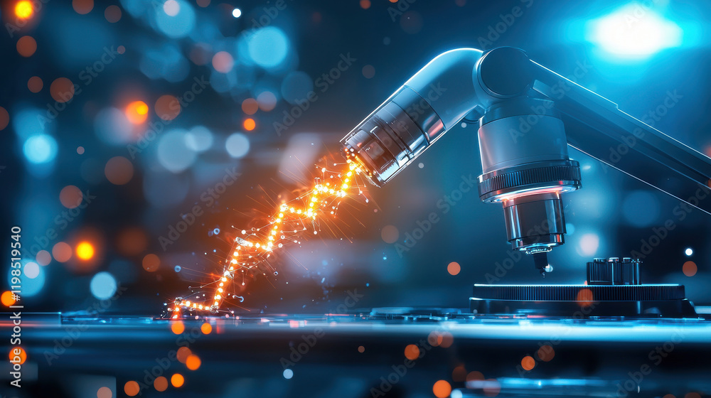 Aufkleber futuristic robotic arm with sparks, showcasing advanced biotechnology research. scene highlights inn