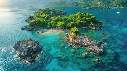 small island in the middle of the sea view from the top of the island