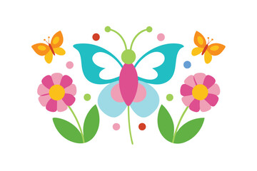  a simple butterflies and flowers illustration