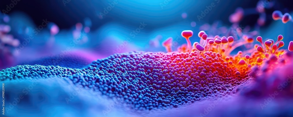 Aufkleber dust pollution idea. vibrant microscopic view showcasing colorful cellular structures and textures.