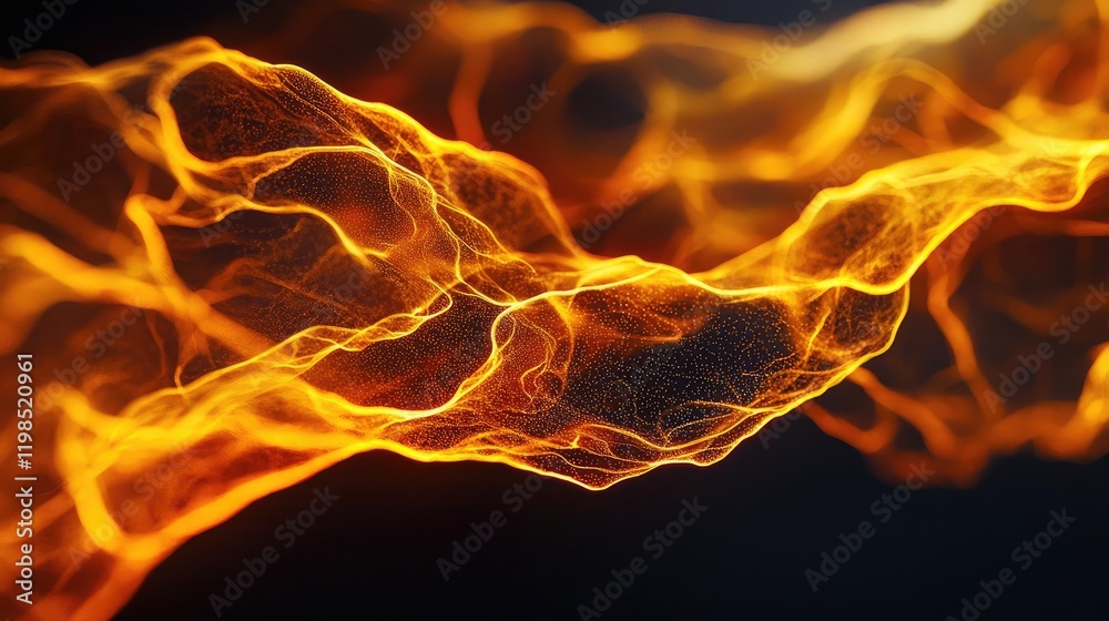 Poster Dust pollution idea. Abstract light wave pattern with vibrant orange and gold hues showcasing dynamic movement.