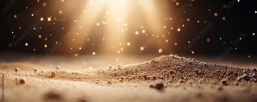 Fototapete dust pollution idea. a close-up of dust particles illuminated by soft sunlight creating a serene atm