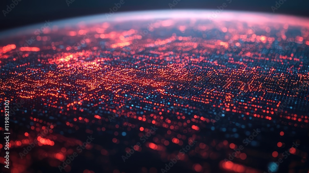 Poster Dust pollution idea. Illuminated digital network representing global connectivity and modern technology.