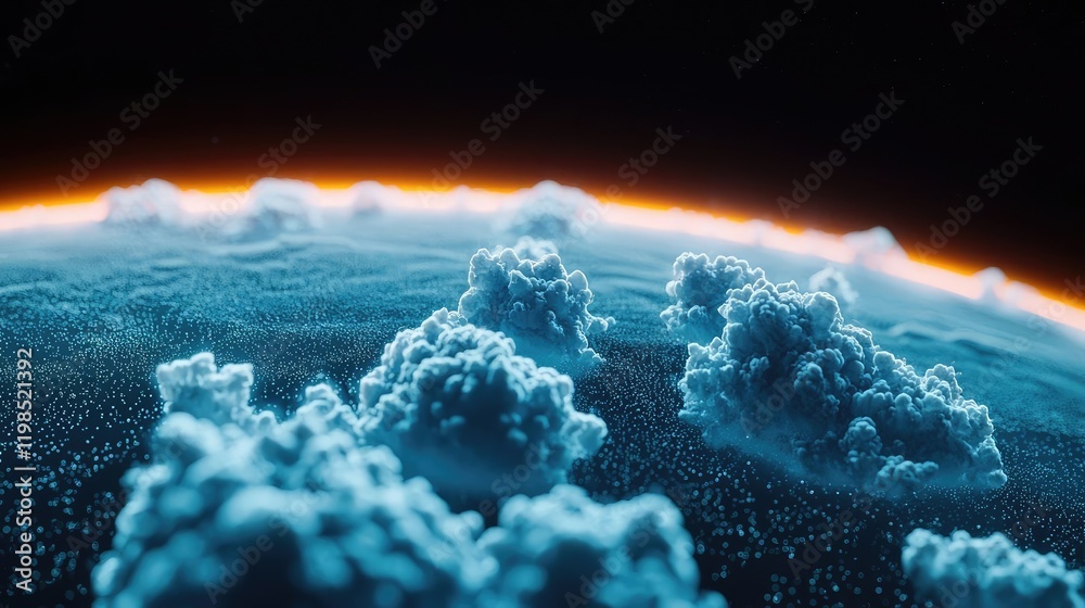 Poster dust pollution idea. a stunning view of the earth's atmosphere filled with vibrant clouds and cosmic
