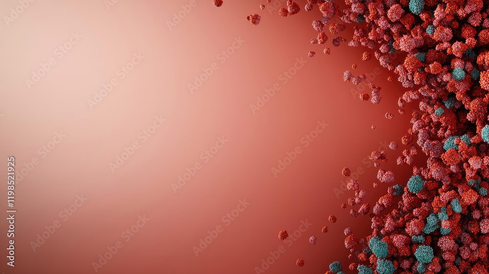 Aufkleber Dust pollution idea. Colorful abstract texture with vibrant particles scattered across a soft gradient background.