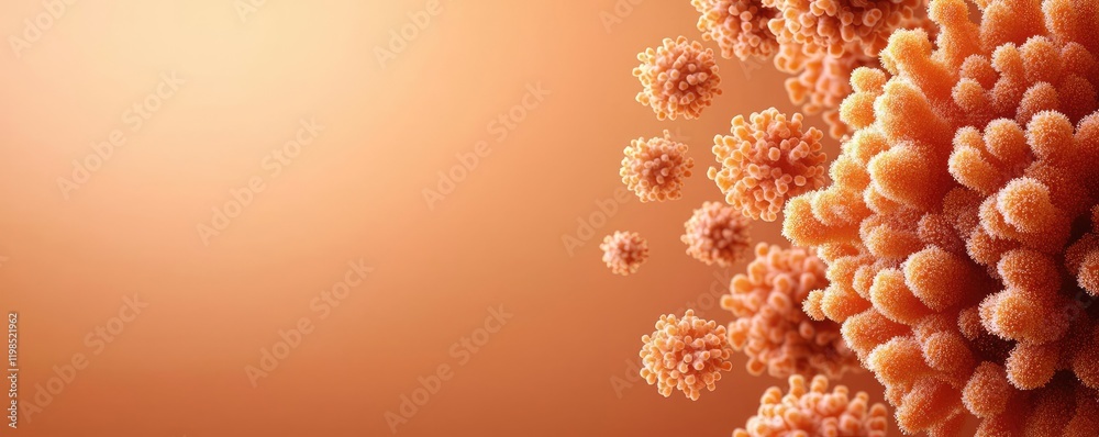 Poster dust pollution idea. abstract representation of microscopic cells, showcasing organic textures and c