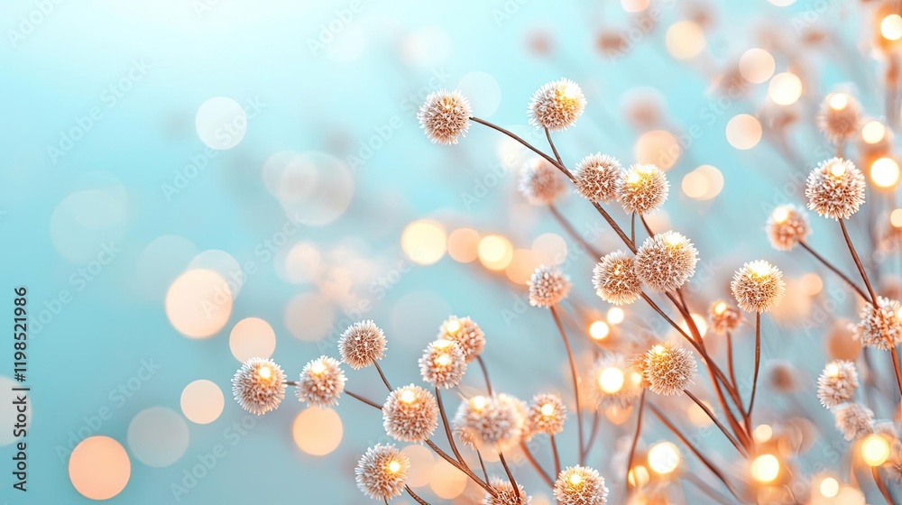 Aufkleber Dust pollution idea. Delicate floral branches with soft bokeh lights creating a dreamy atmosphere.